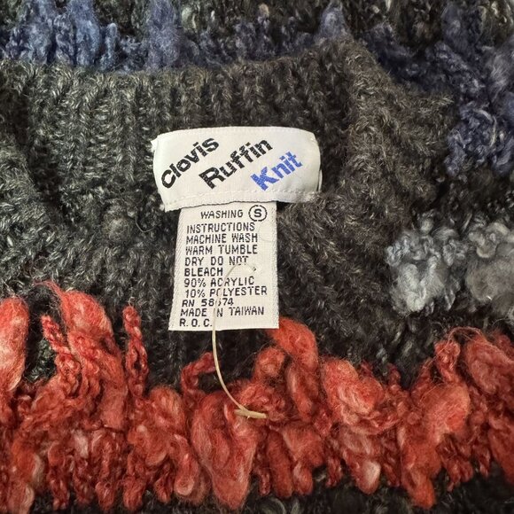 NWOT! Vintage Clovis Ruffin Knit Sweater Womens Gray Red Long Sleeve Size S - Picture 7 of 7
